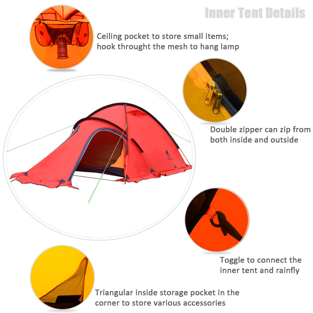 Two Person Light Mountain Climbing Outdoor Survival Double-layer Outdoor Tent