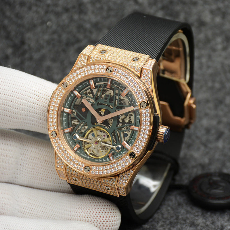 Men's And Women's Fashion Crystal Case Hollow Automatic Mechanical Watch